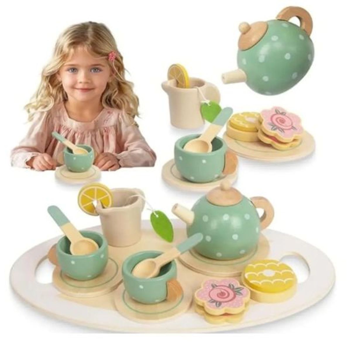 GENERICO - Set de Té de Madera Educativo para niños