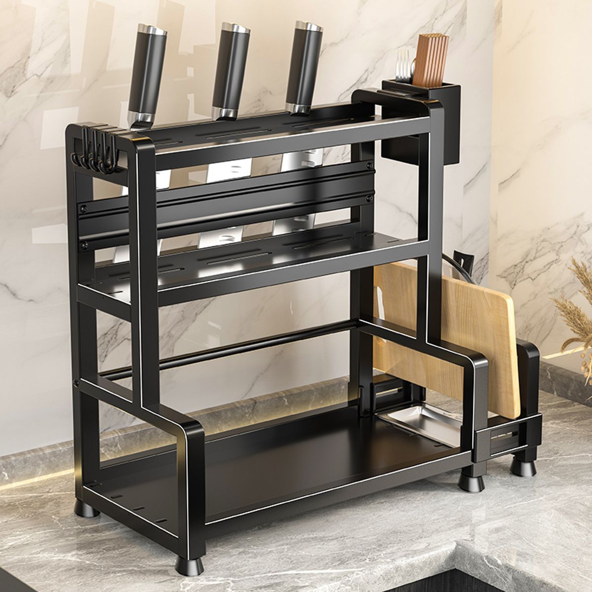 GENERICO - Organizador Multifunción 3 Niveles para Especies Condimentos y Utensilios de Cocina