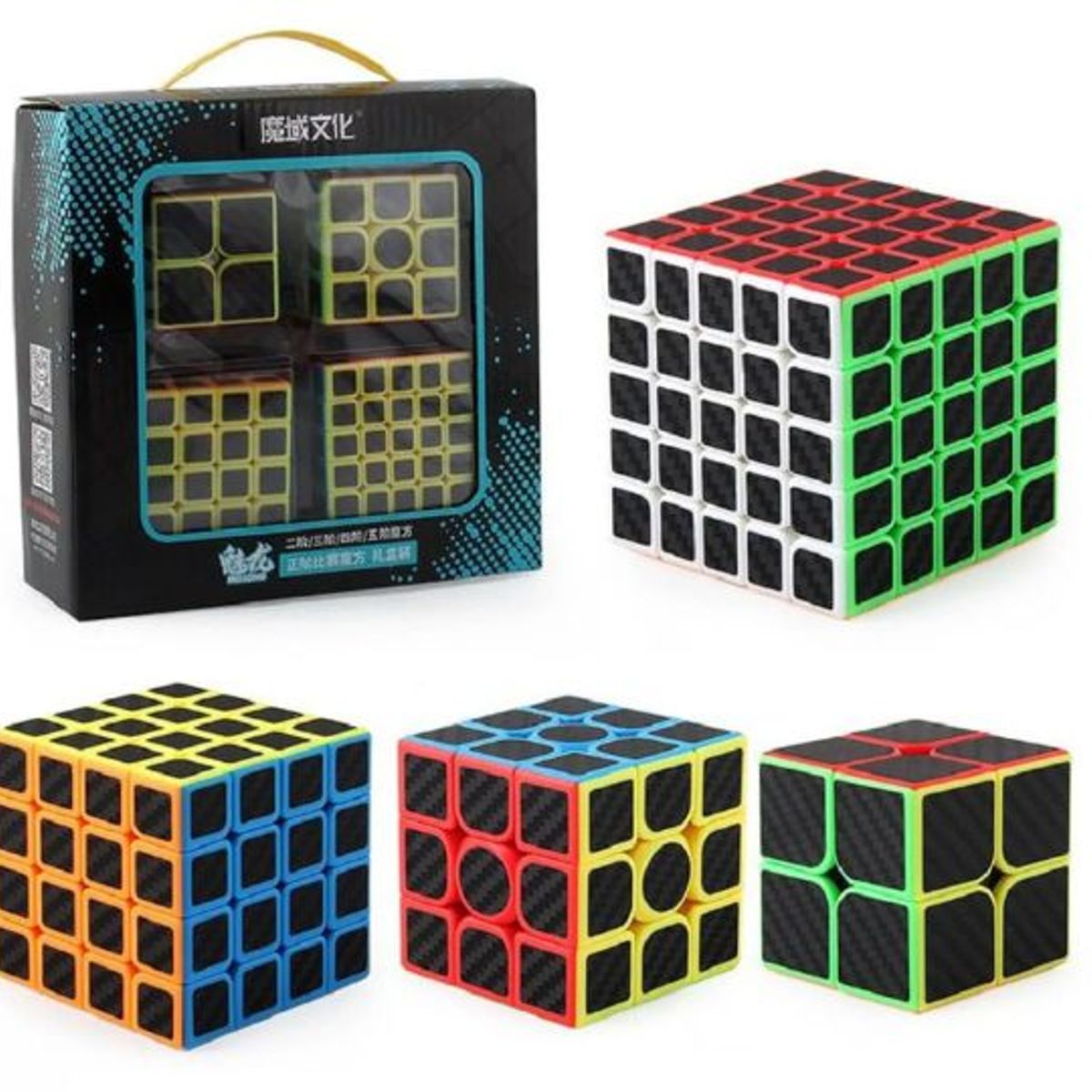MOYU - Set Cubo RubiK Profesional Bicolor Moyu 2x2 3x3 4x4 y 5x5