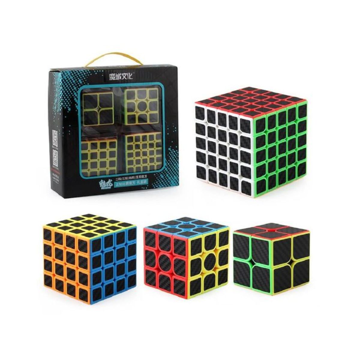 MOYU - Set Cubo RubiK Profesional Bicolor Moyu 2x2 3x3 4x4 y 5x5