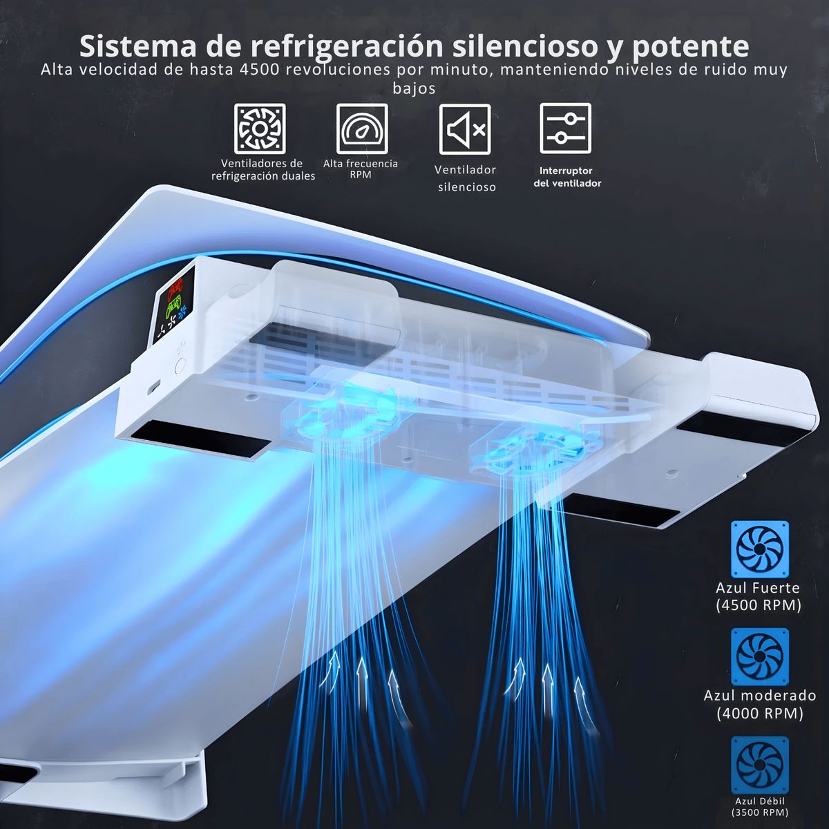 DOBE - Base Horizontal Para Ps5 Fat Con Stand Estación De Carga Para Mandos Y Ventilador