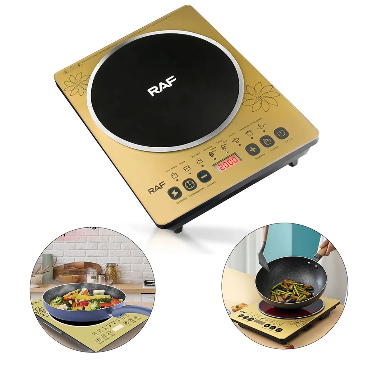 GENERICO - Cocina de Inducción de una Hornilla con Pantalla Digital  Alto Rendimiento 2000W