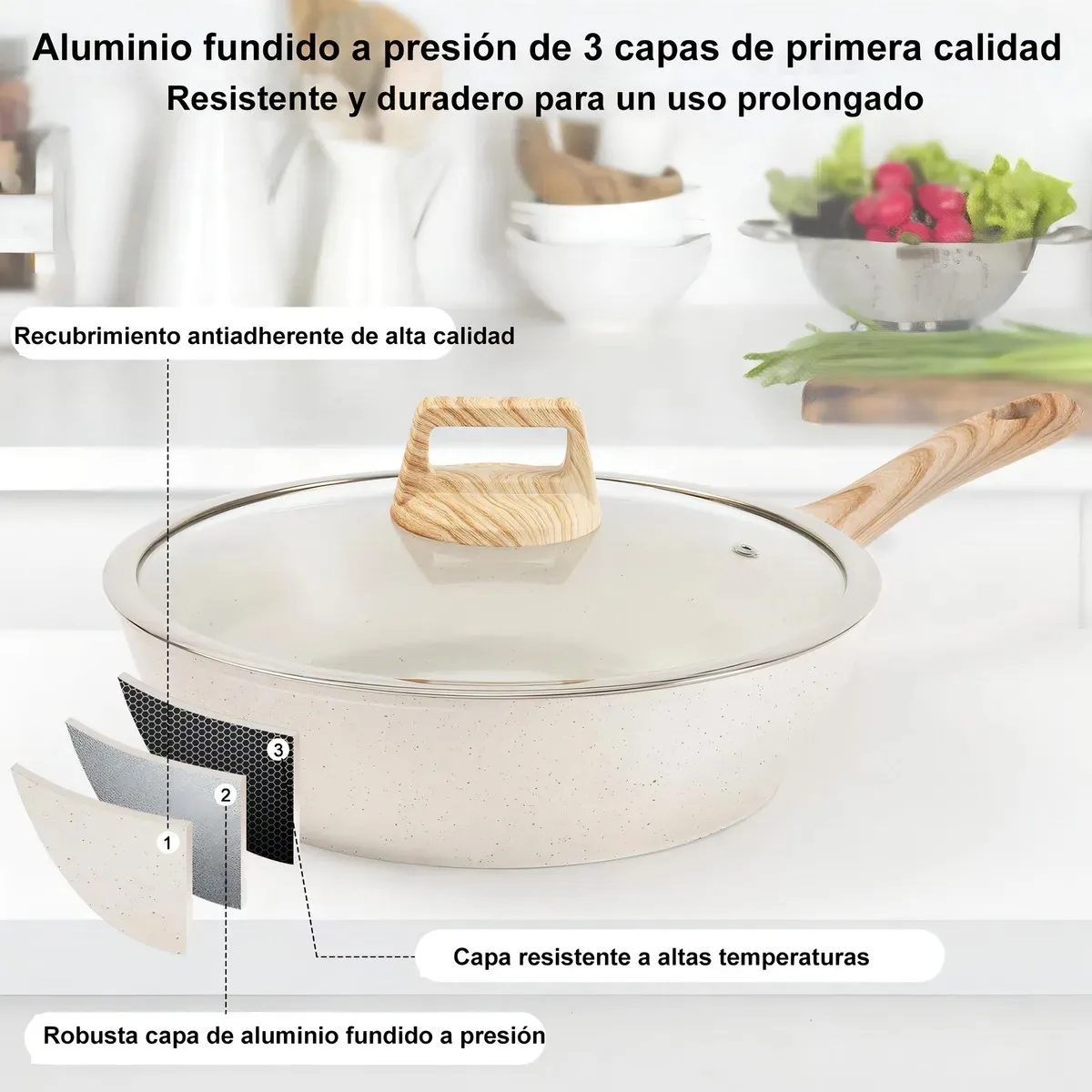 EVERSO - 12 Piezas Bateria De Cocina Juego De Sartenes Antiadherentes BLANCO