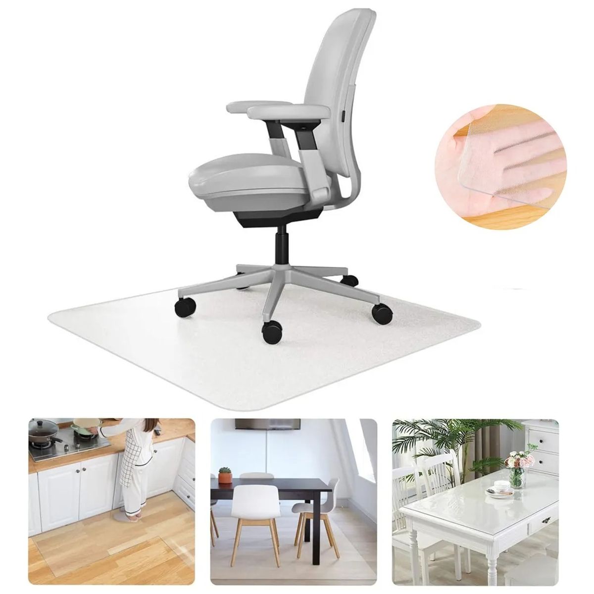 EVERSO - Alfombra Antideslizante Pvc Tapete Transparente Para Silla