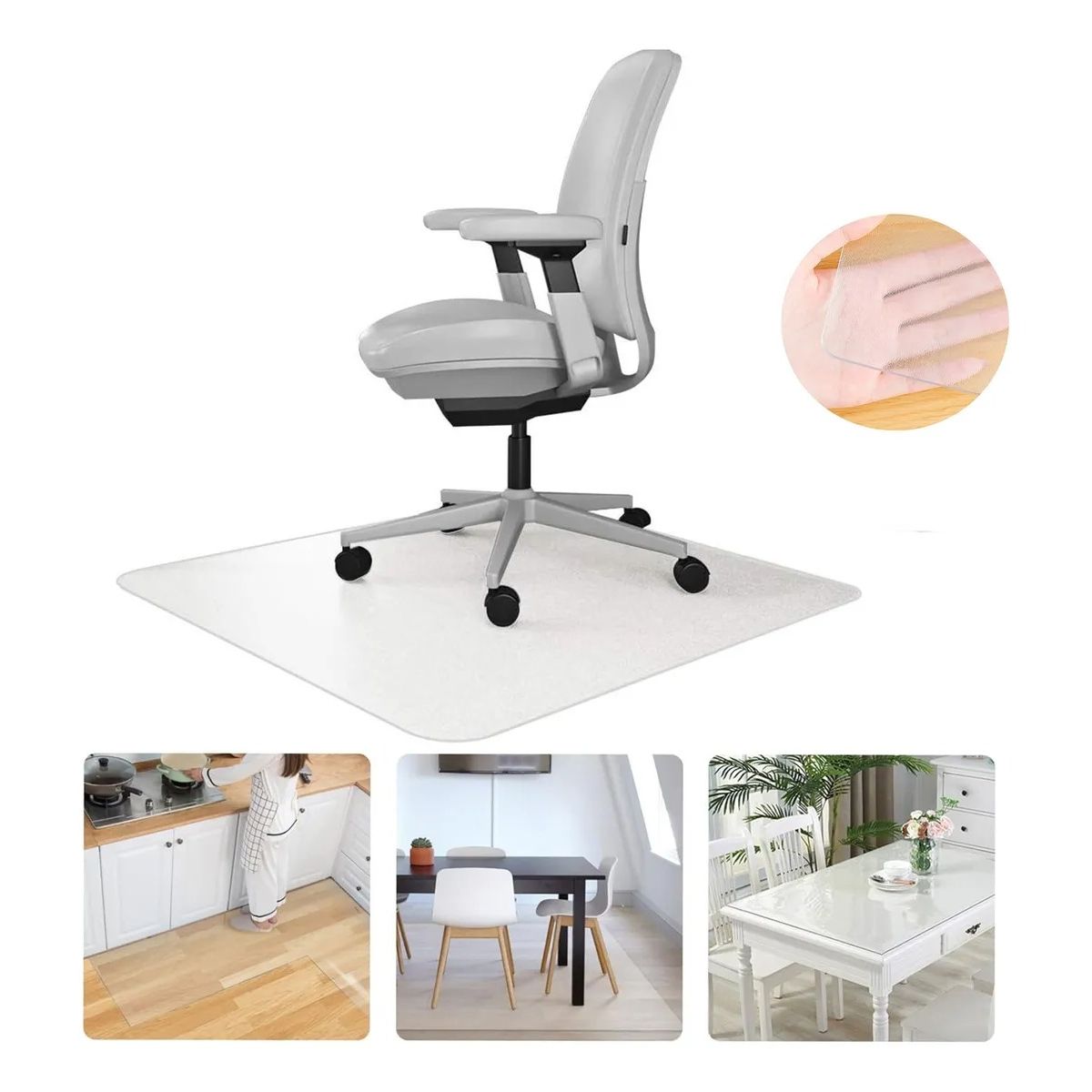 EVERSO - Alfombra Antideslizante Pvc Tapete Transparente Para Silla