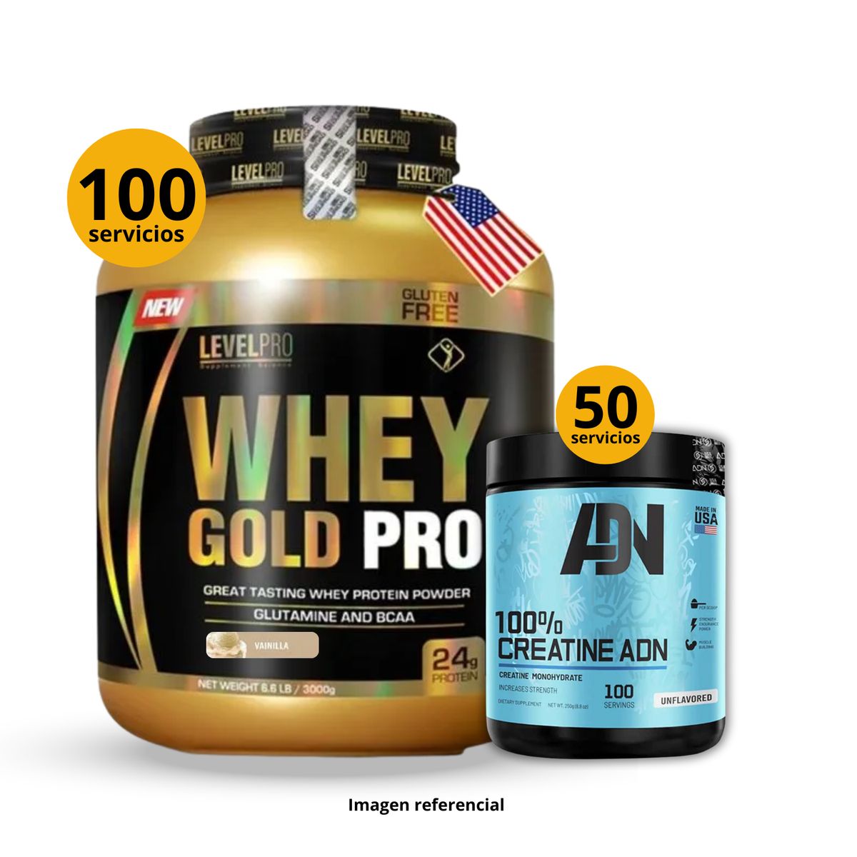 UNIVERSE NUTRITION - Proteína Whey gold pro de 3kg Vainilla + Creatina ADN de 250gr