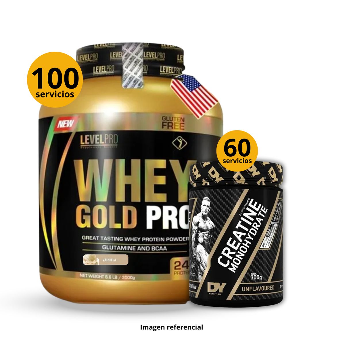 UNIVERSE NUTRITION - Proteína Whey gold pro de 3kg Vainilla + Creatina DY de 300gr