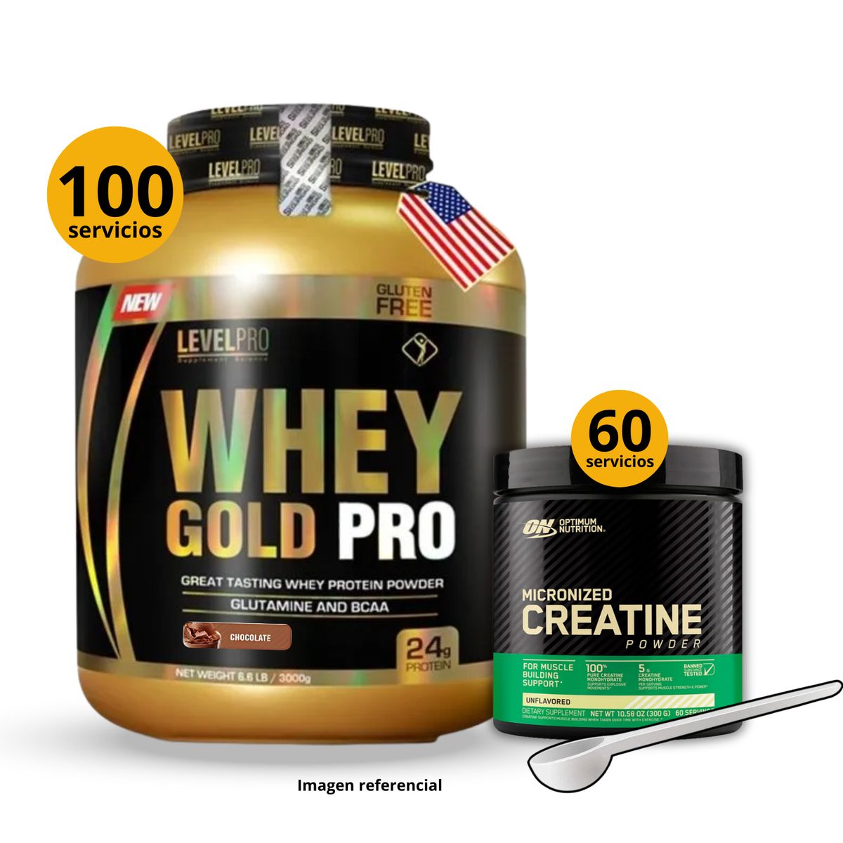 UNIVERSE NUTRITION - Proteína Whey gold pro de 3kg Chocolate + Creatina Optimum Nutrition de 300gr