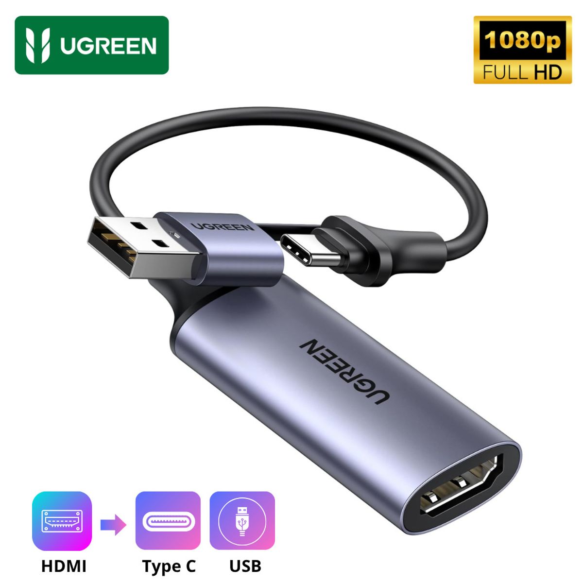 UGREEN - Capturador de Video UGREEN USB / USB-C a HDMI 4K 60Hz FULL HD 1080p  Cámaras y Laptop