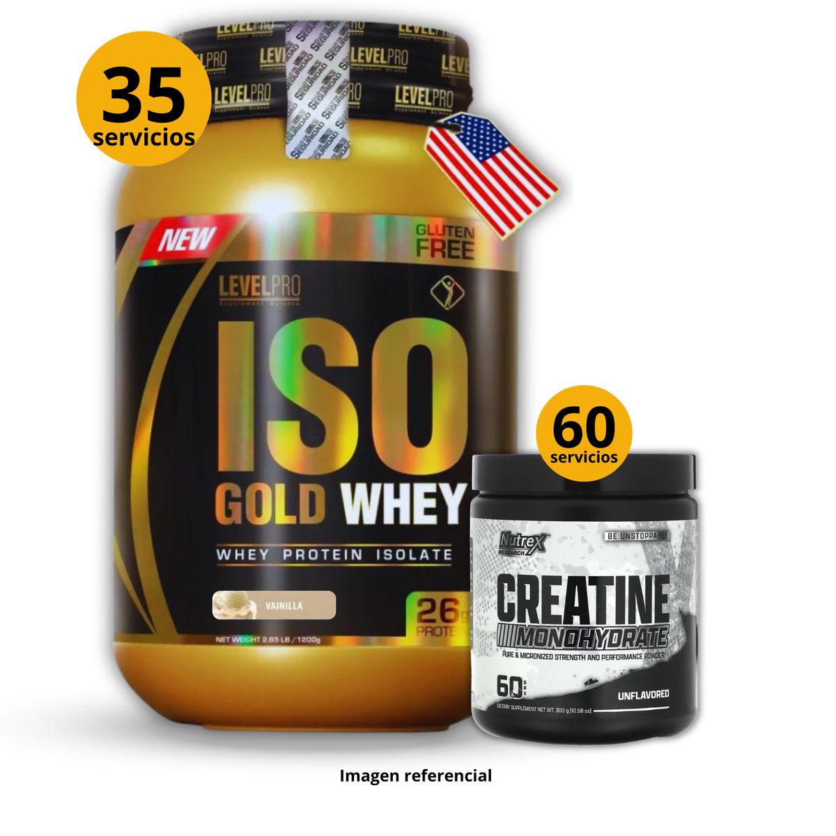 UNIVERSE NUTRITION - Proteína Iso gold whey de 1kg Vainilla + Creatina Nutrex de 300gr