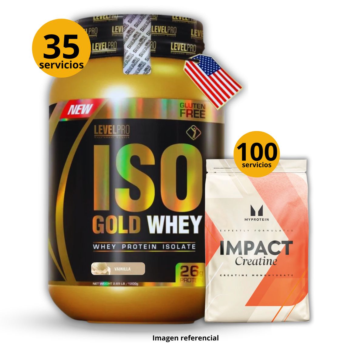 UNIVERSE NUTRITION - Proteína Iso gold whey de 1kg Vainilla + Creatina Myprotein de 500gr