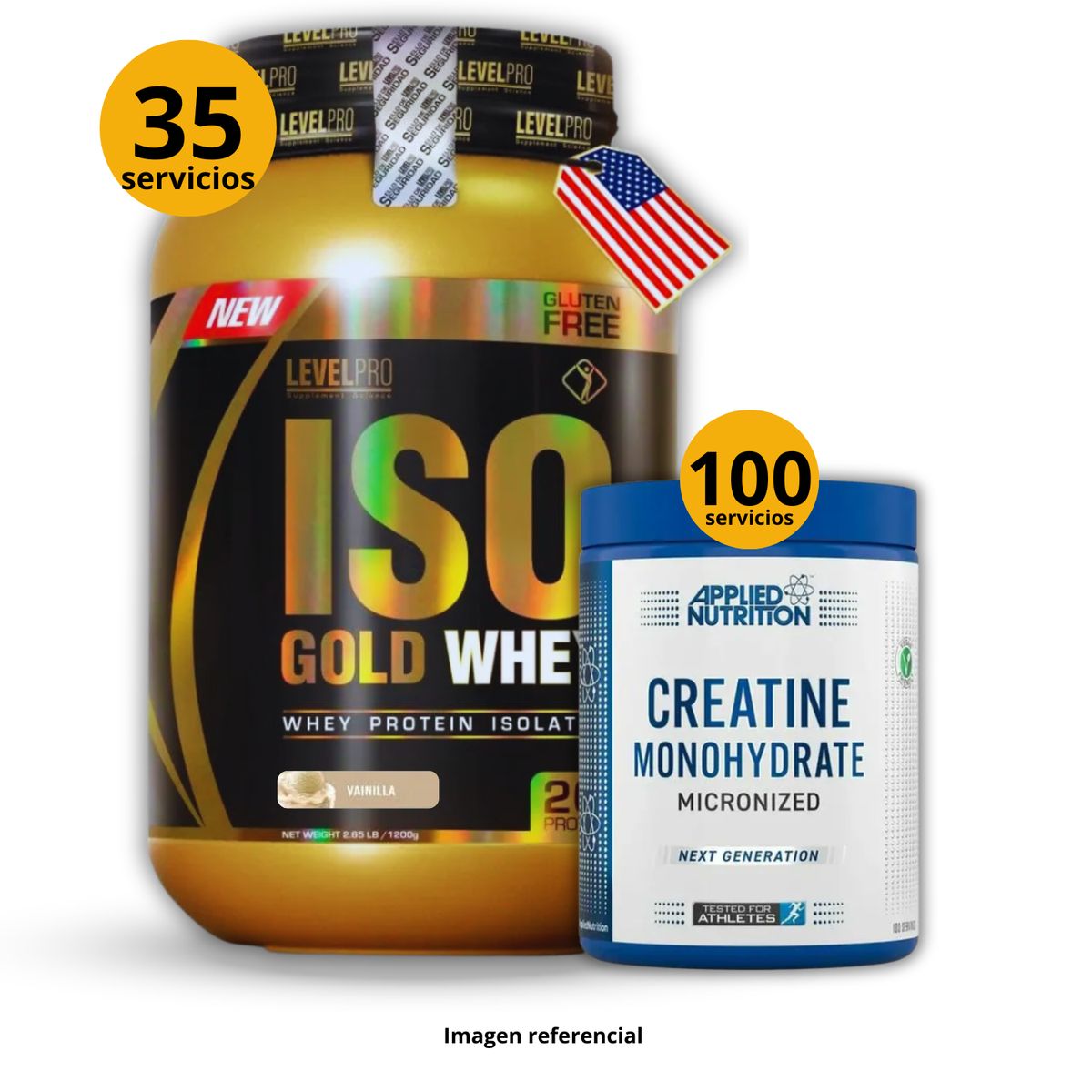 UNIVERSE NUTRITION - Proteína Iso gold whey de 1kg Vainilla + Creatina Applied Nutrition de 500gr