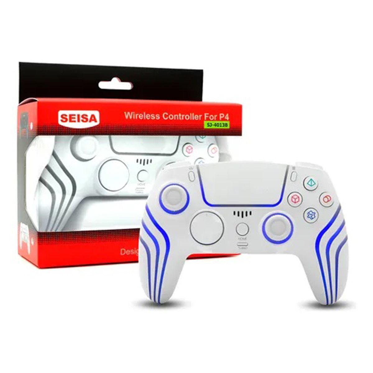 SEISA - Mando PS4 Inalámbrico Blanco con Efectos de Luz SEISA SJ-4013B