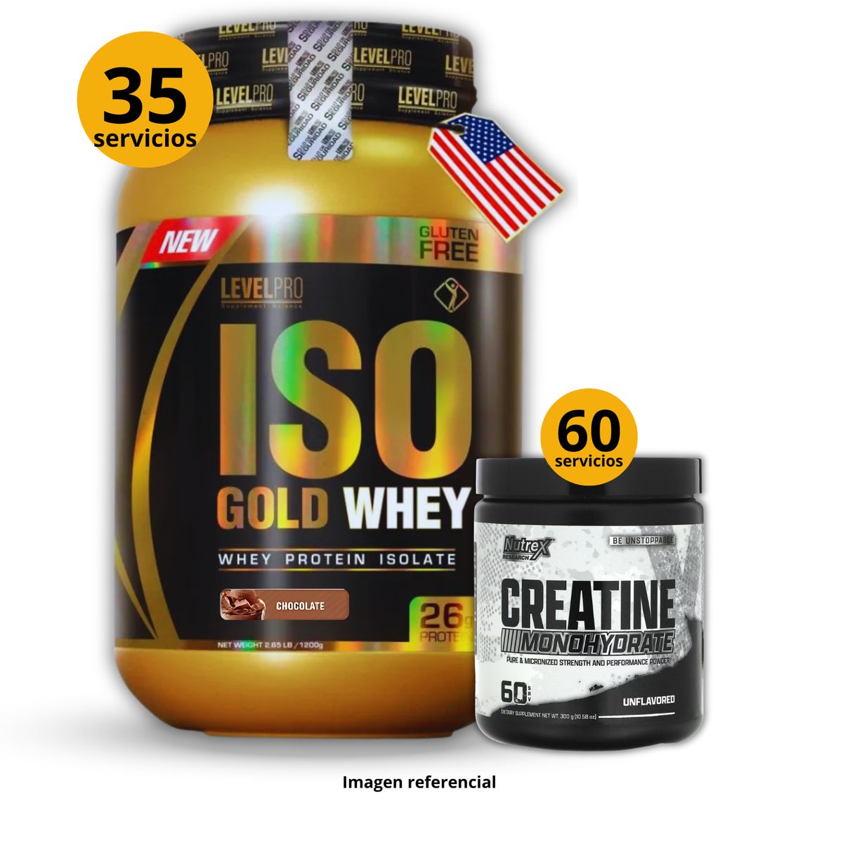 UNIVERSE NUTRITION - Proteína Iso gold whey de 1kg Chocolate + Creatina Nutrex de 300gr