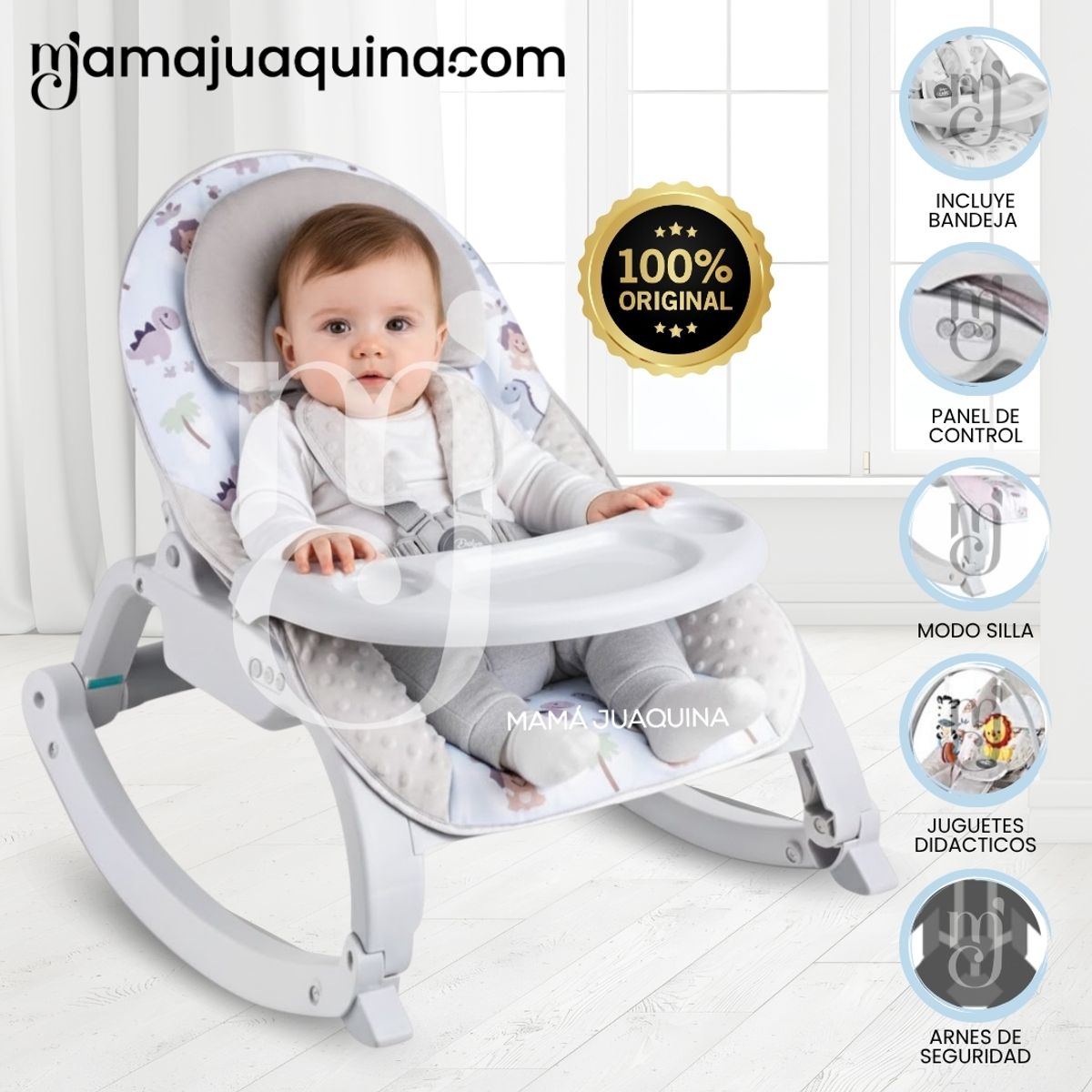 BABY - Silla Mecedora Didactica «EVA» con Bluetooth Blue