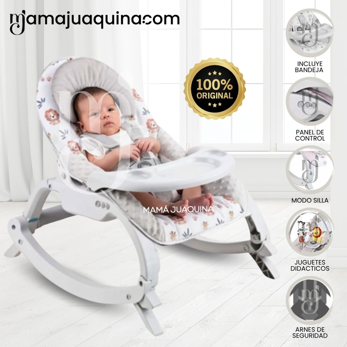 BABY - Silla Mecedora Didactica «EVA» con Bluetooth Gray