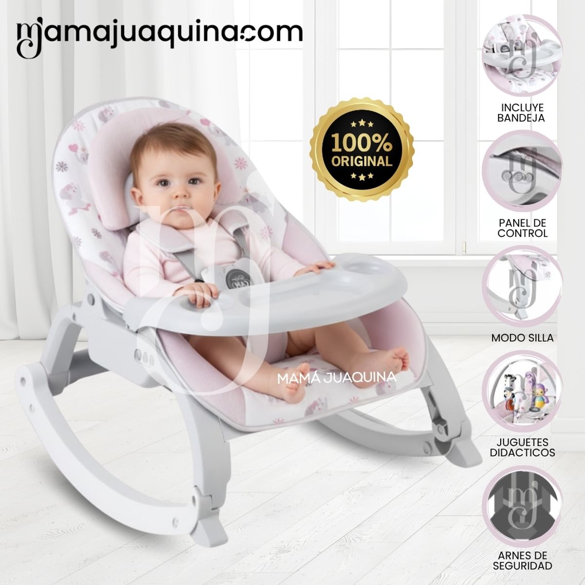 BABY - Silla Mecedora Didactica «EVA» con Bluetooth Pink