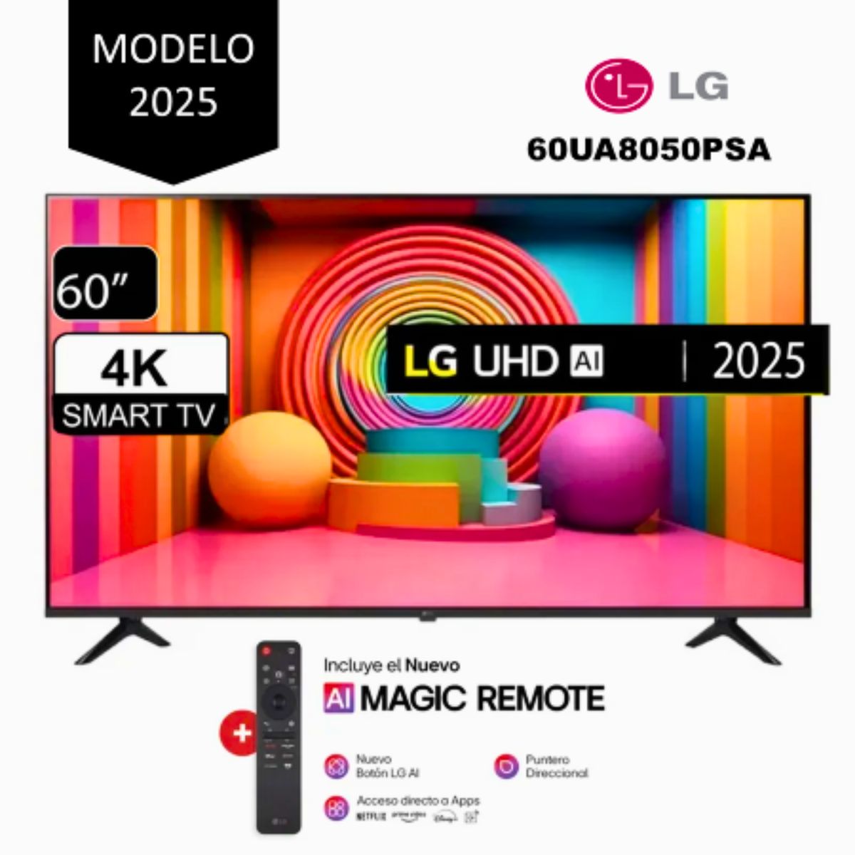 LG - Televisor LG 60 Smart UHD 4K Thinq Ai 60UA8050PSA +Magic Remote 2025