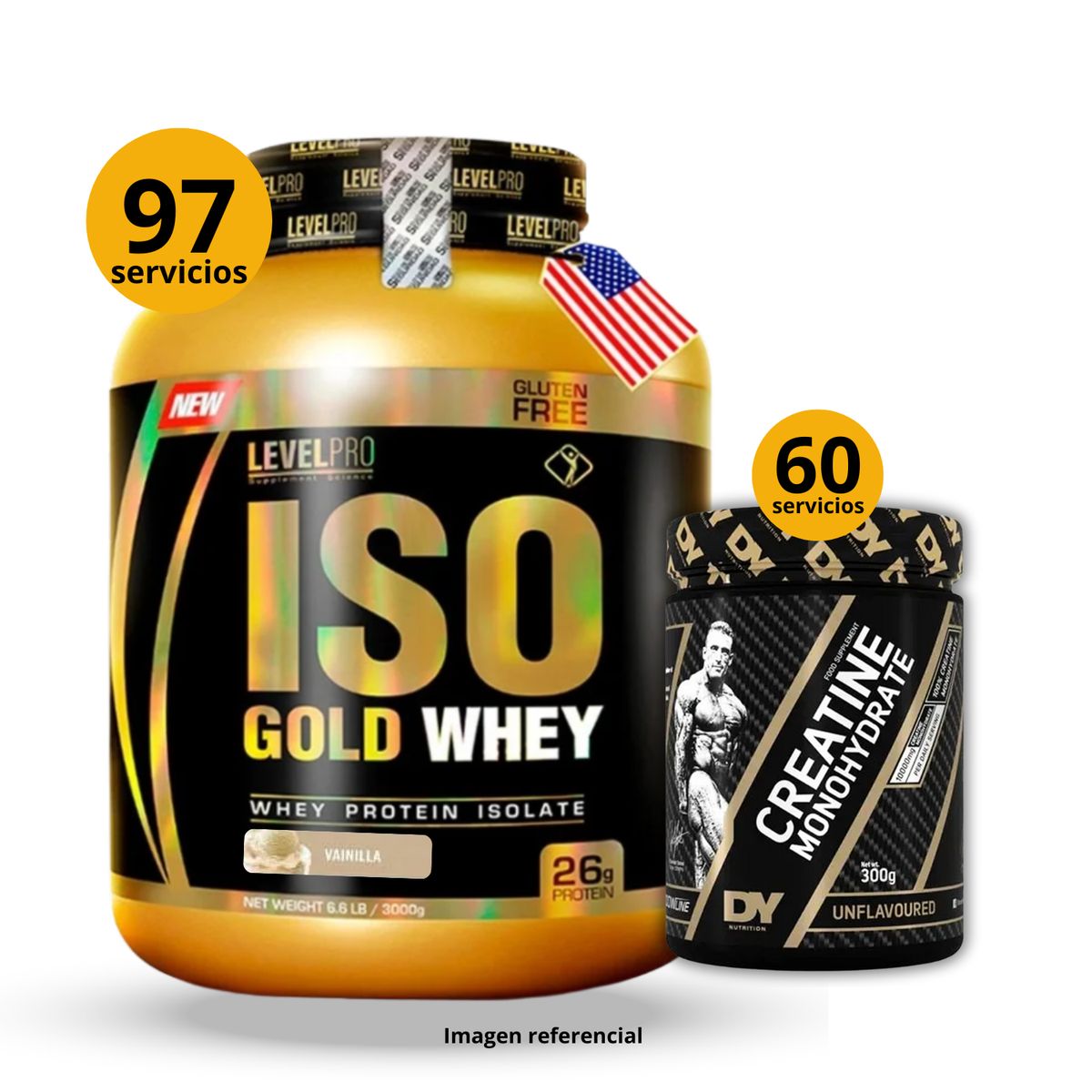 UNIVERSE NUTRITION - Proteína Iso gold whey de 3kg Vainilla + Creatina DY de 300gr