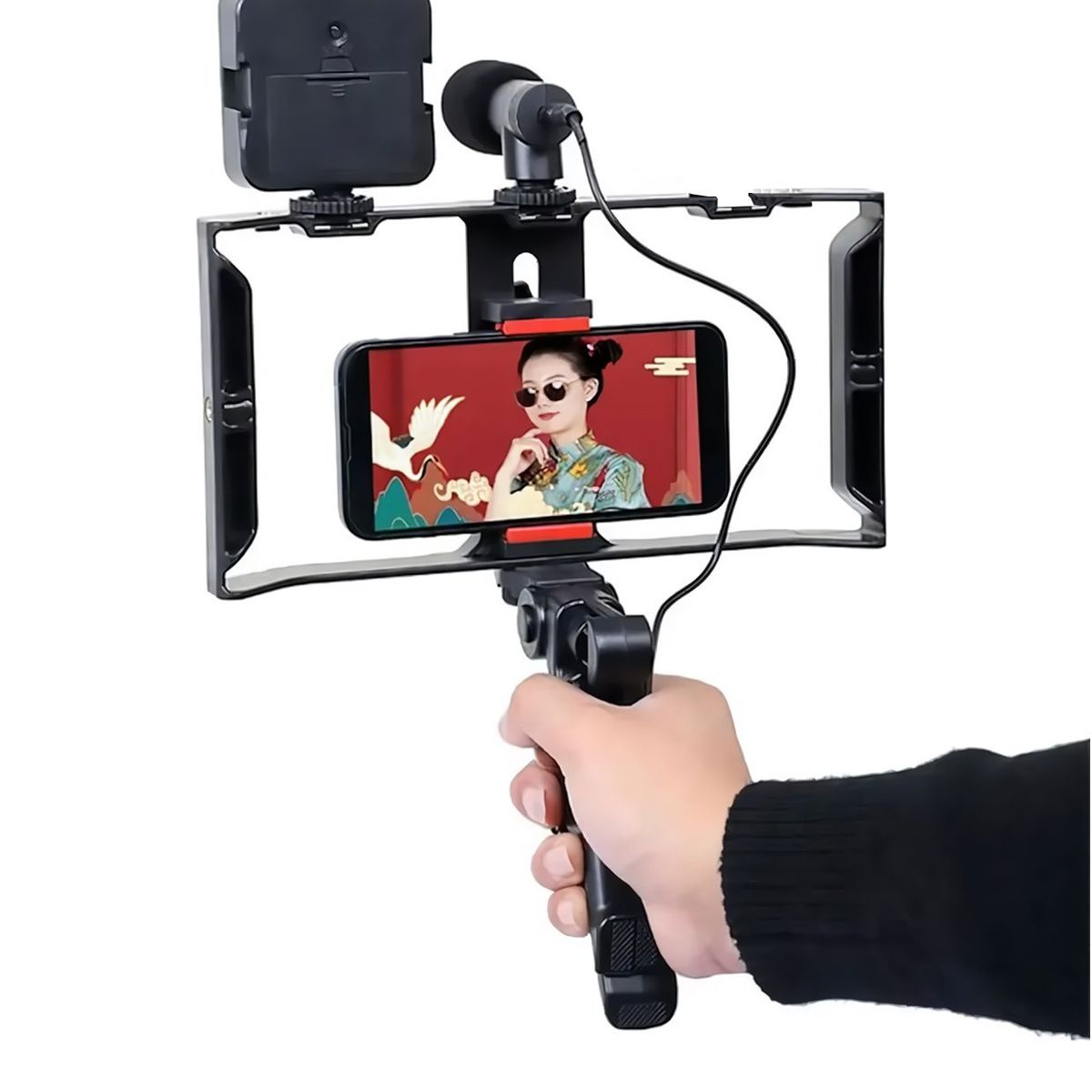 GENERICO - Soporte Base Estabilizador Para Celular  Luz Led Micrófono