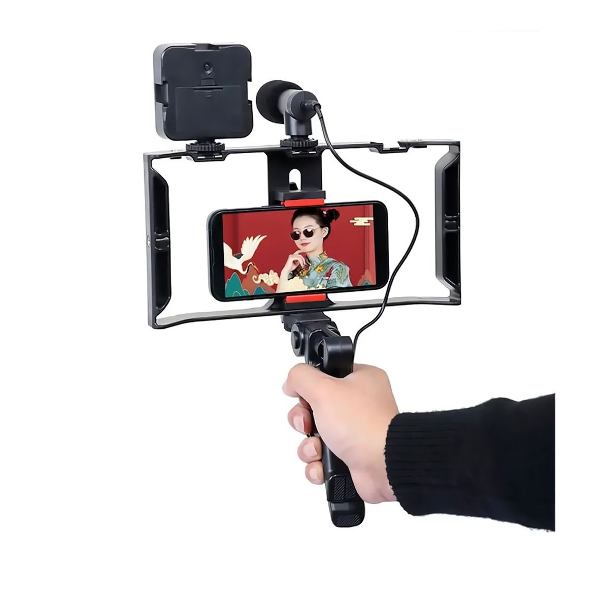 GENERICO - Soporte Base Estabilizador Para Celular  Luz Led Micrófono