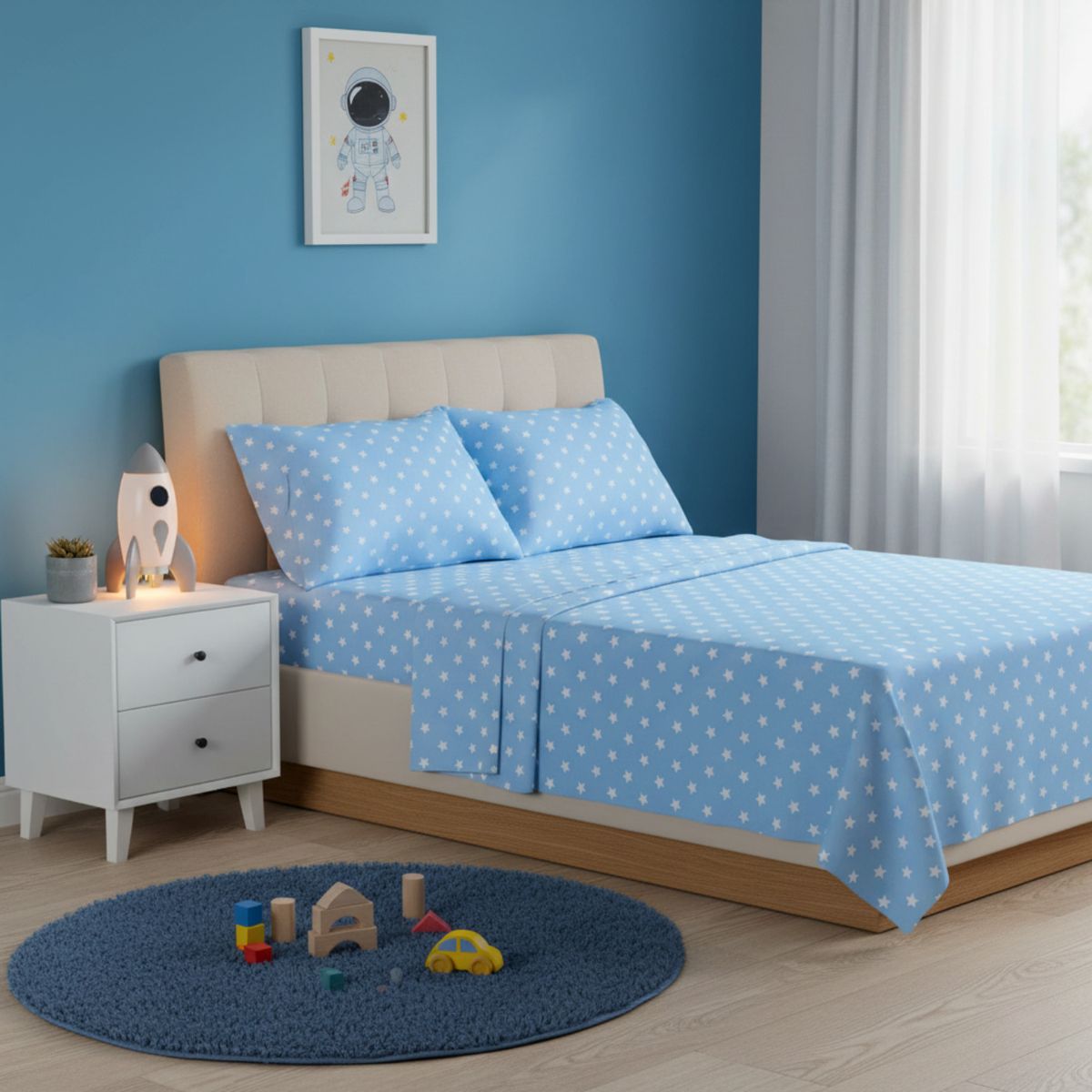 GENERICO - JUEGO DE SÁBANAS ALGODÓN PERU PIMA COLOR STAR WHITE