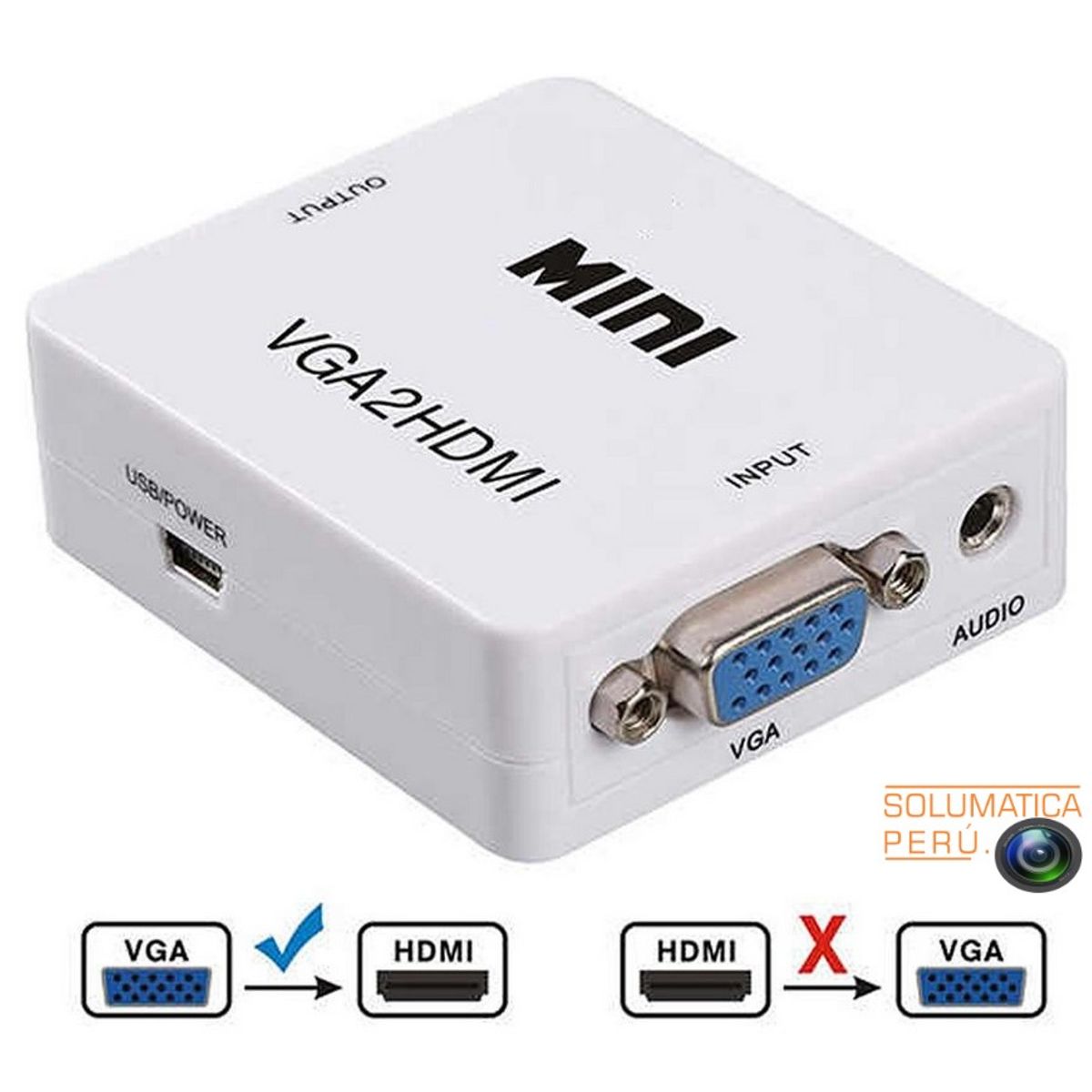 OEM - Convertidor VGA to HDMI - 1080P - Adaptador de Video FullHD