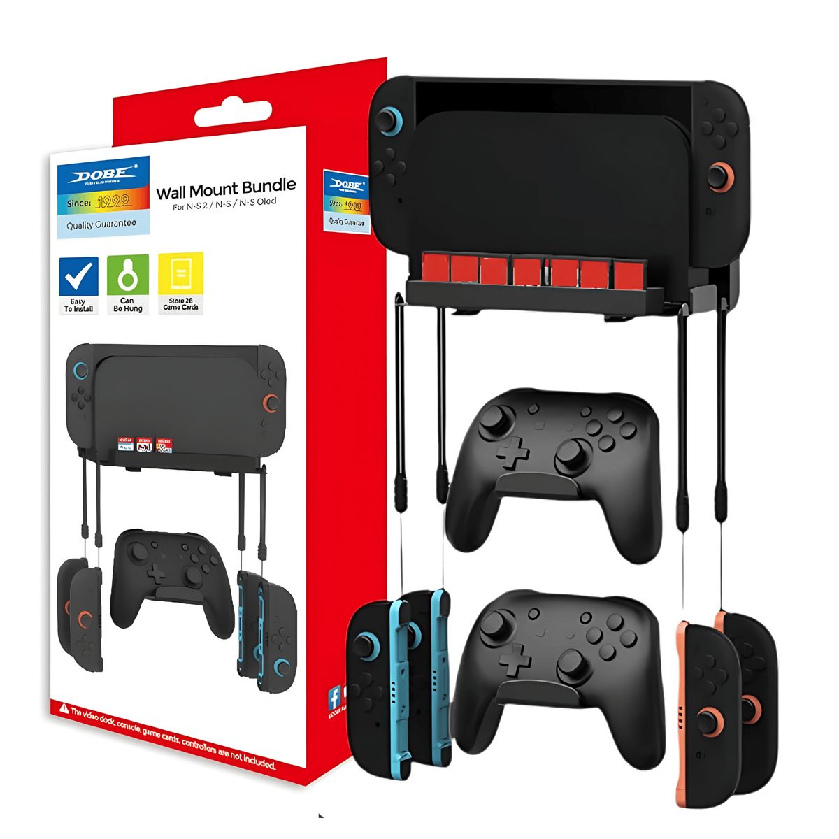 DOBE - Rack Para Pared Para Nintendo Switch / Oled Y Switch 2 – Rack De Mandos + Cartuchos