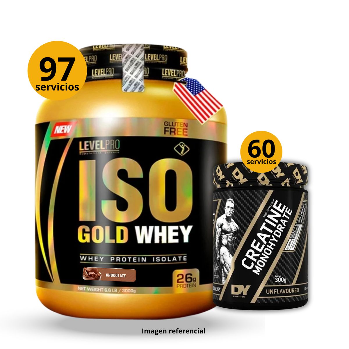 UNIVERSE NUTRITION - Proteína Iso gold whey de 3kg Chocolate + Creatina DY de 300gr