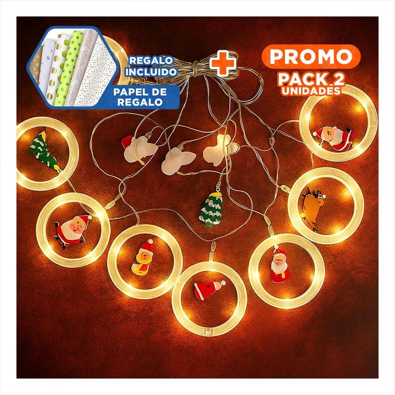 GENERICO - Pack2 Lazo Navideña Festivo en Circulo Y+Papel de Regalo