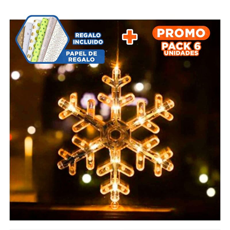 GENERICO - Pack6 Liston Tematica Navideña en Copo Y+Papel de Regalo