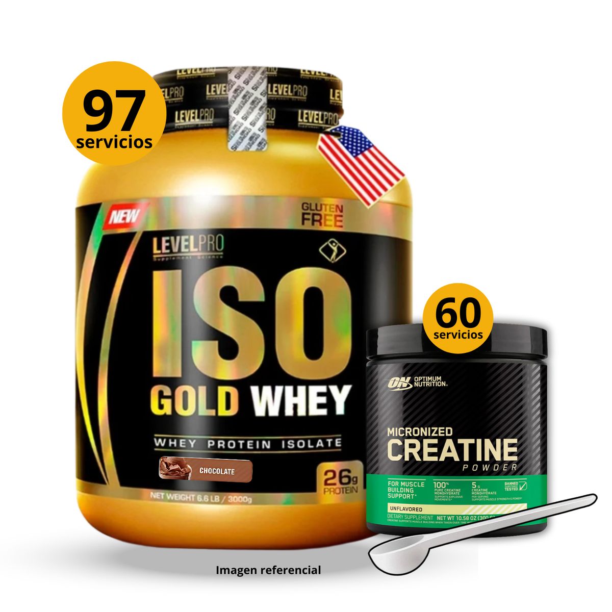 UNIVERSE NUTRITION - Proteína Iso gold whey de 3kg Chocolate + Creatina Optimum Nutrition de 300gr