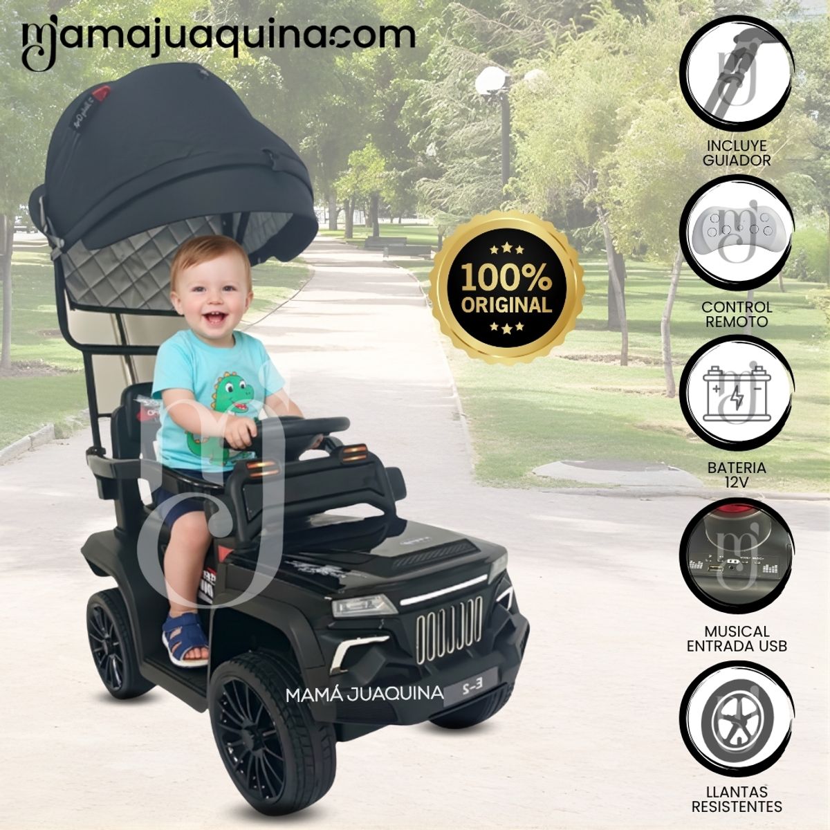 BABY - Correpasillo a Batería «CANSIC» con Control Remoto Black