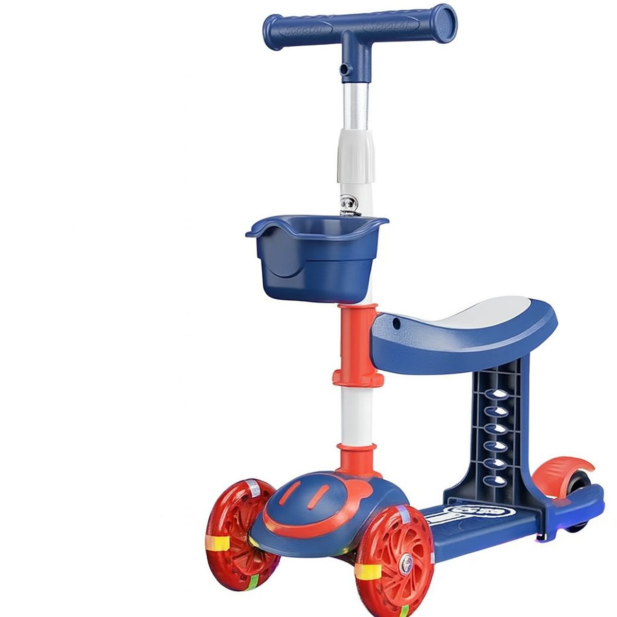 SCOOTER - Scooter Niños Asiento Luces Musical Azul Rodillera Codera