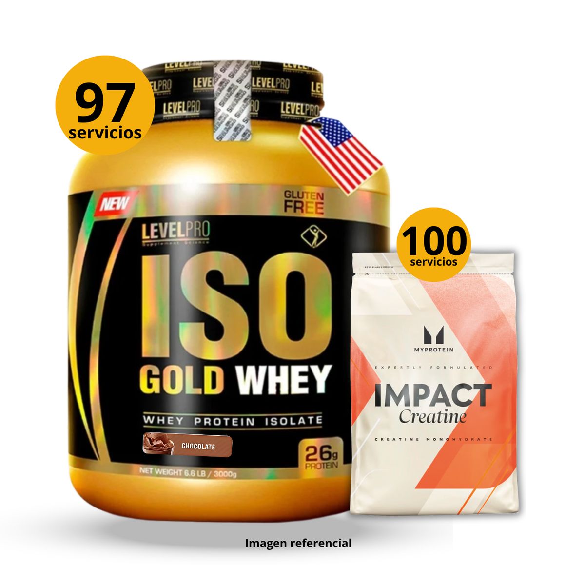 UNIVERSE NUTRITION - Proteína Iso gold whey de 3kg Chocolate + Creatina Myprotein de 500gr