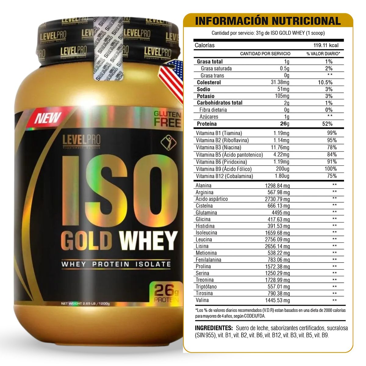 UNIVERSE NUTRITION - Proteína Iso gold whey de 3kg Chocolate + Creatina Myprotein de 500gr