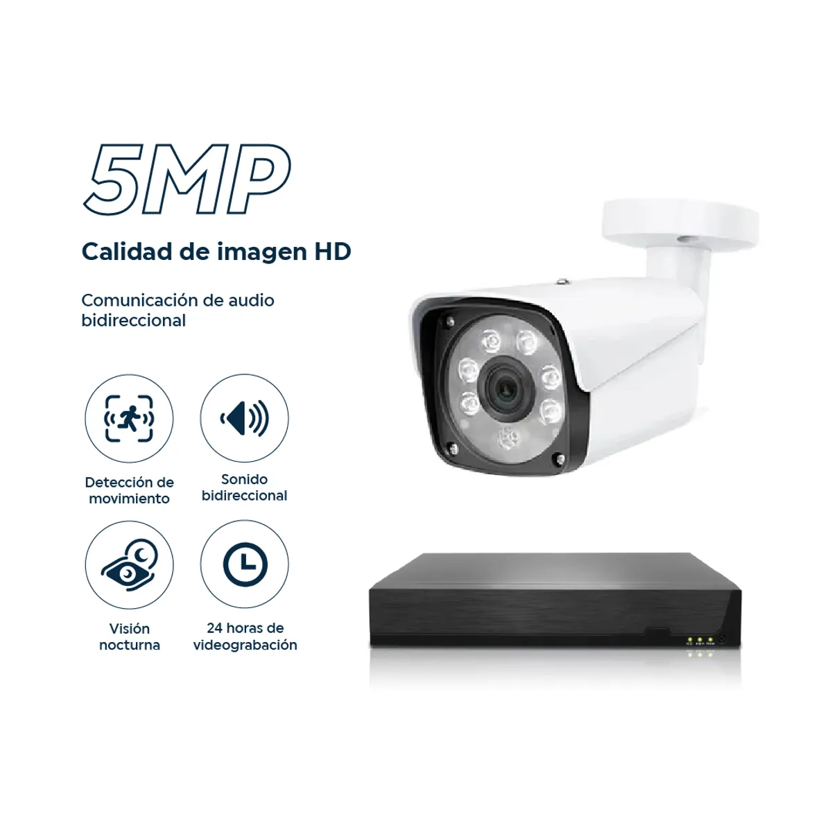 TRENDY TECH E I R L - Kit de Cámaras de Seguridad POE 5MP NVR Vision Nocturna y Audio Bidireccional