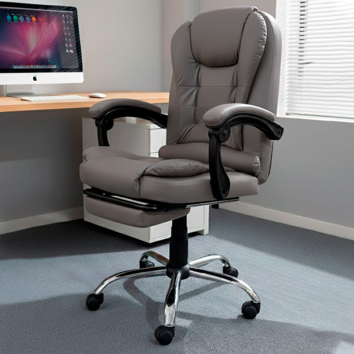 SILLIUM - Silla de Oficina Gerencial Gris Sillium