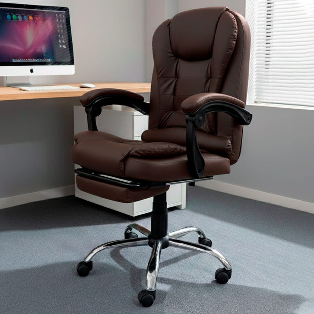 SILLIUM - Silla de Oficina Gerencial Marron Oscuro Sillium