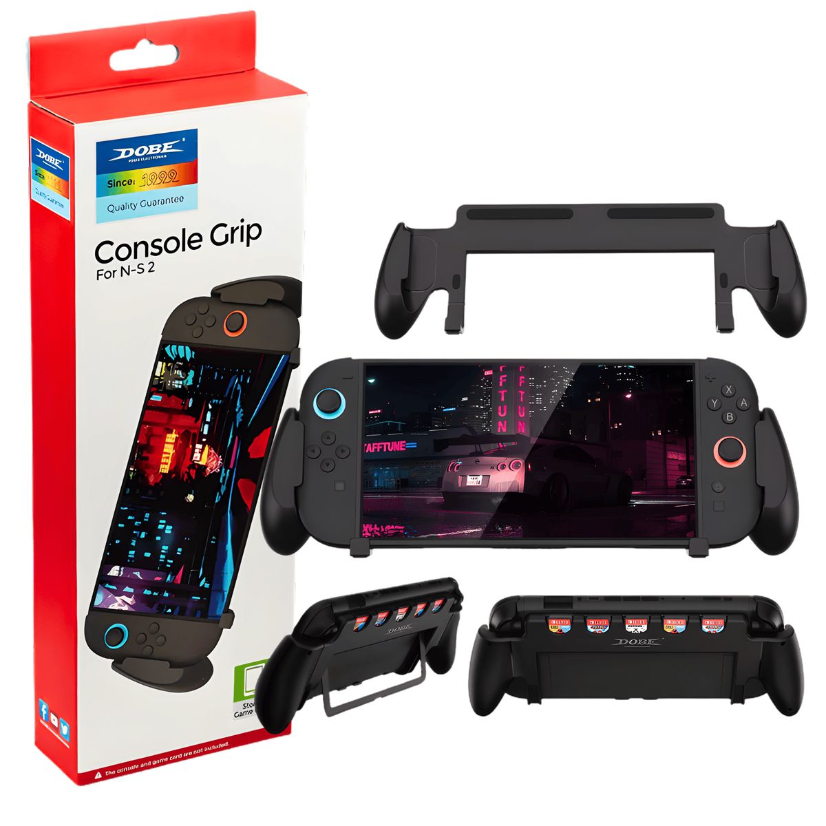 DOBE - Grip Ergonómico Para Nintendo Switch 2 Agarre Con Soporte Y Ranuras Para Game Cards