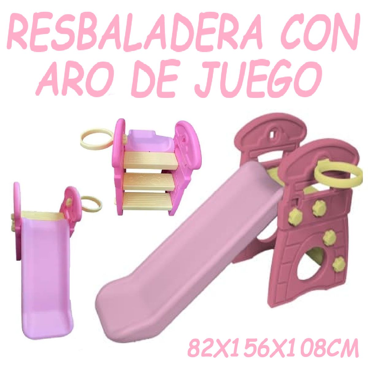 GENERICO - Nueva Resbaladera Infantil con Aro de Juego -Rosa