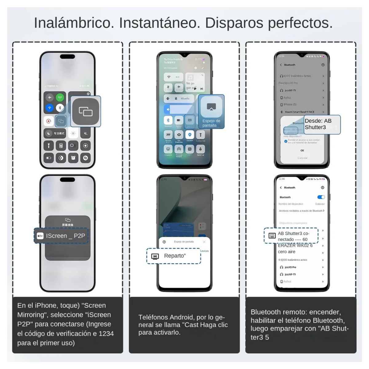GENERICO - Pantalla Selfie Magnética para iPhone y Android con Control Bluetooth y Brillo Ajustable