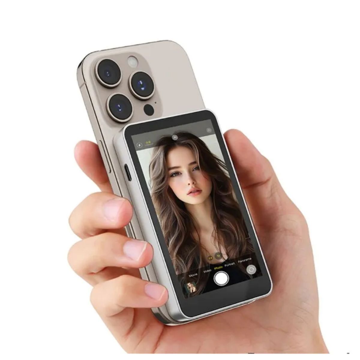 GENERICO - Pantalla Selfie Magnética para iPhone y Android con Control Bluetooth y Brillo Ajustable