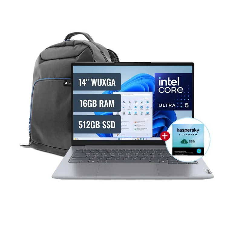 LENOVO - Laptop Lenovo ThinkBook 14 " Intel core Ultra 5 125U DDR5 16GB 512GB SSD W11Pro + antivirus+mochila