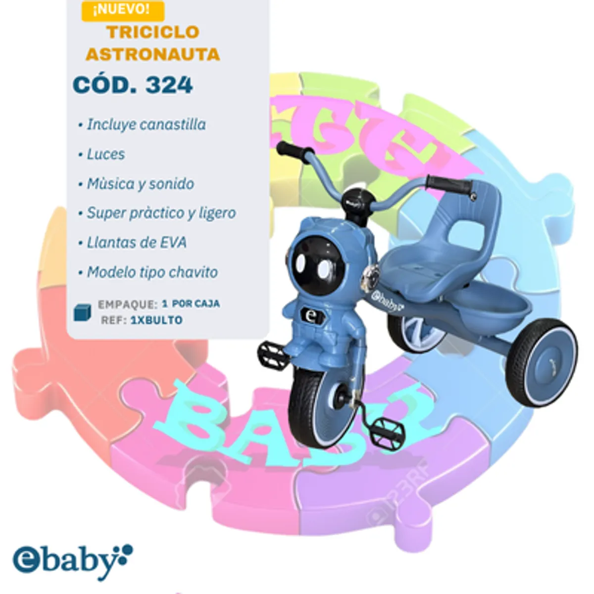 EBABY - TRICICLO ASTRONAUTA -COD324-AZUL