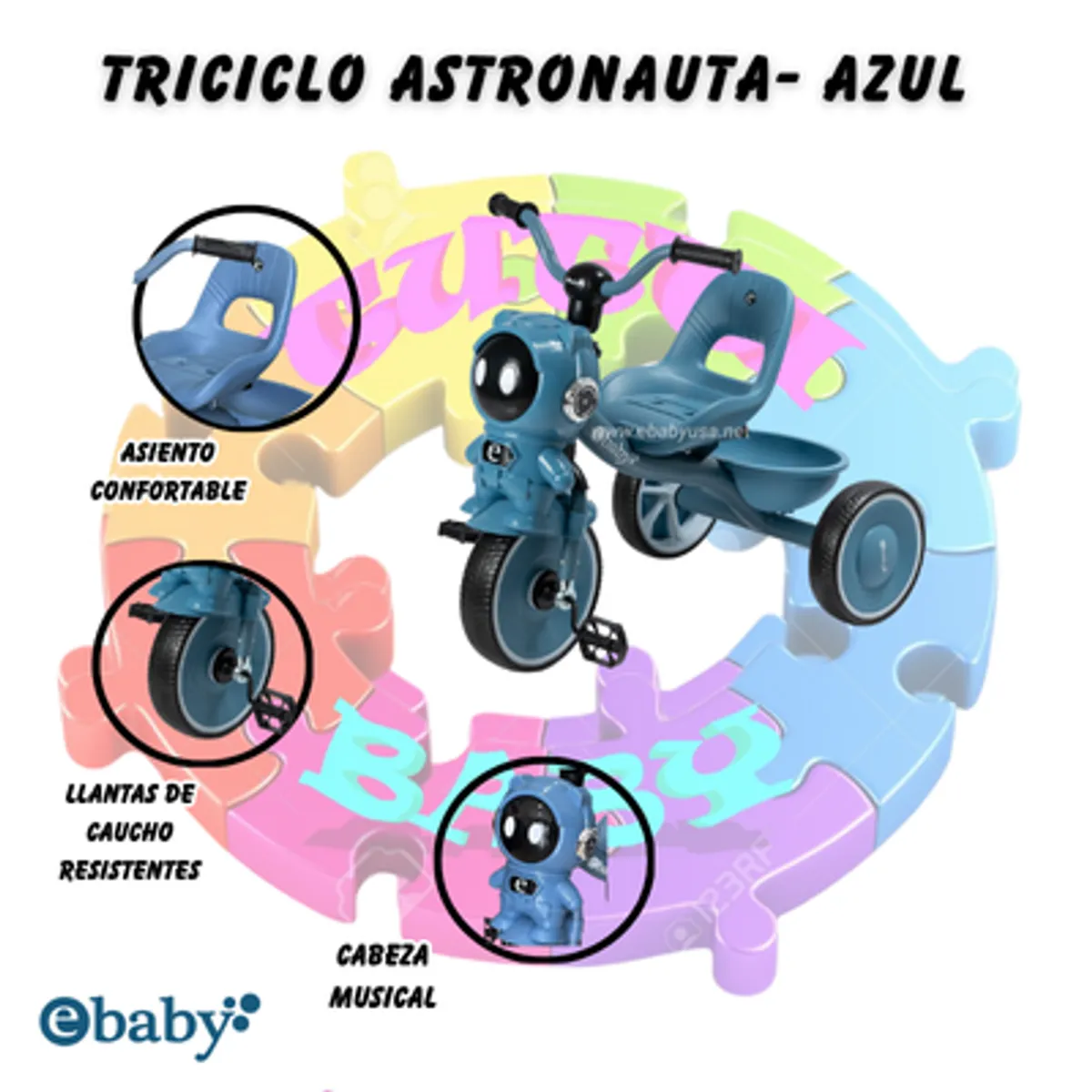 EBABY - TRICICLO ASTRONAUTA -COD324-AZUL