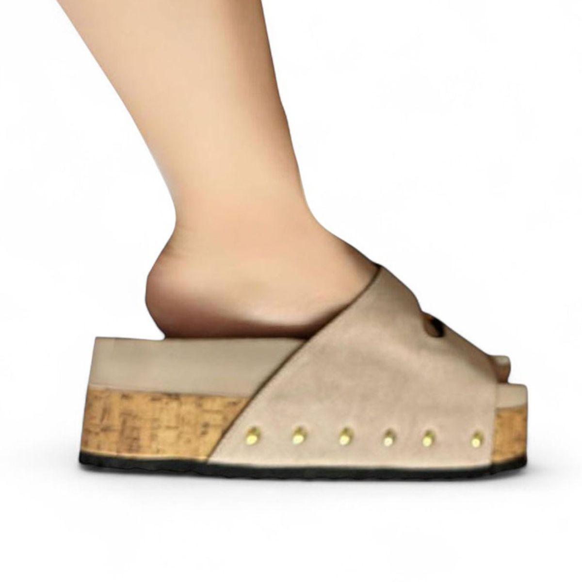 GENERICO - Sandalia Mujer Alto X5 Tacto Corcho 2086L-53 Color Dorado