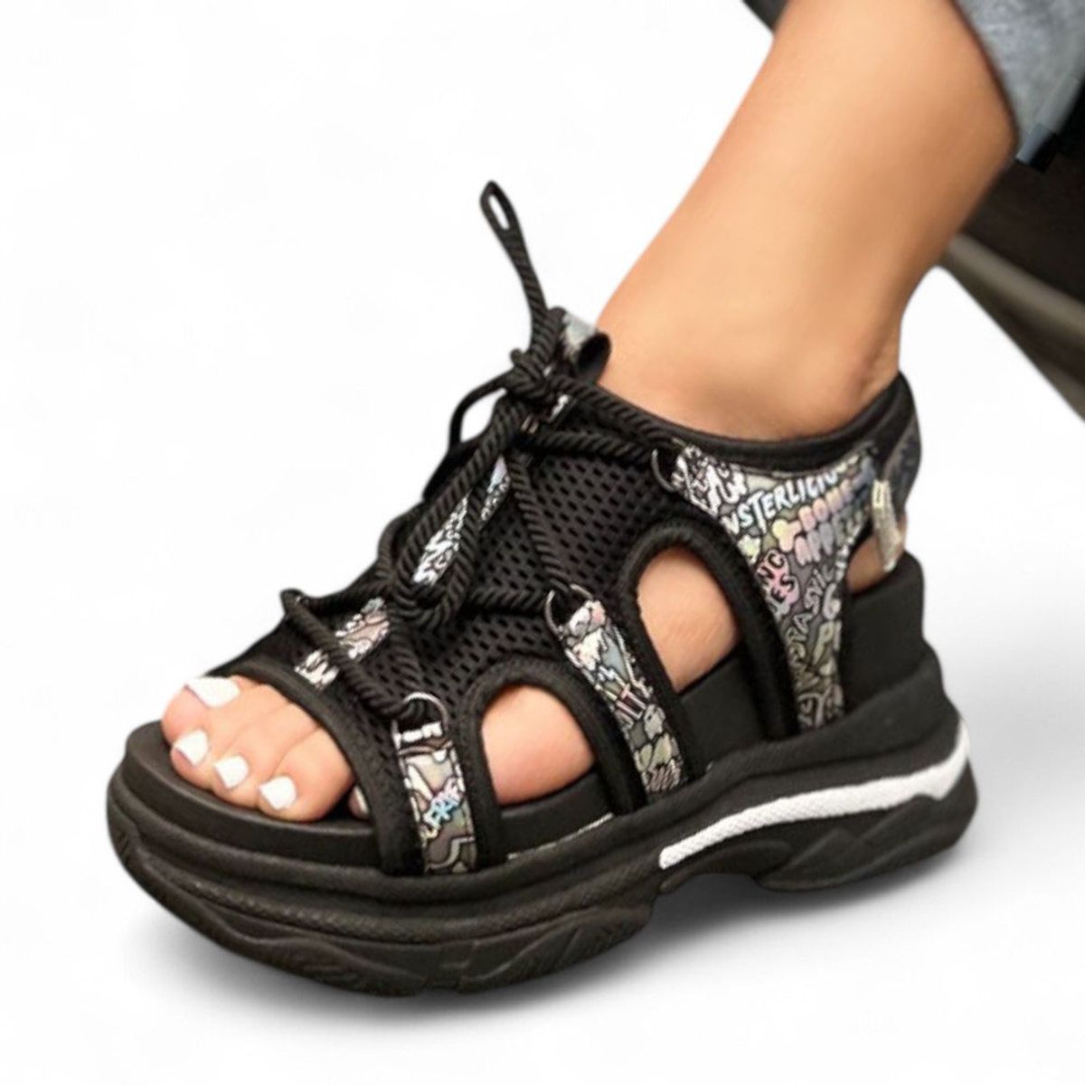 GENERICO - Sandalia Mujer Alto X7 Planta Spanzo 2086L-55 Color Negro