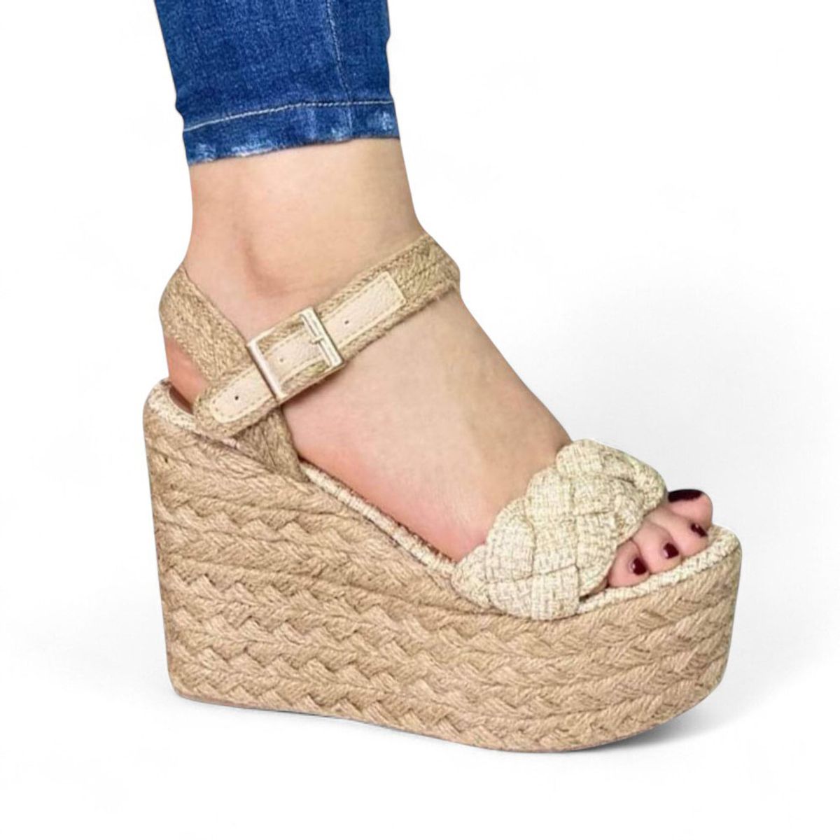 GENERICO - Sandalia Mujer Alto X9 Yute 2086-55 Color Beige