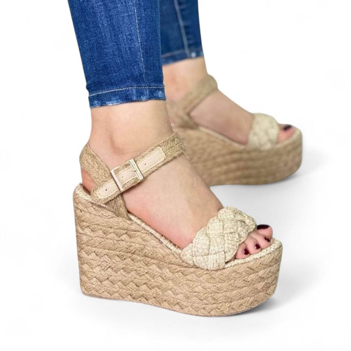 GENERICO - Sandalia Mujer Alto X9 Yute 2086-55 Color Beige